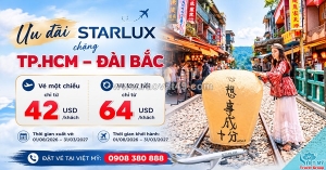 Bay đài bắc cùng starlux từ 42 usd/chiều