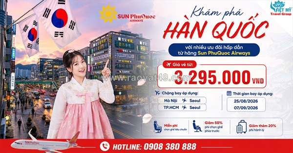 Bay thẳng seoul cùng sun phuquoc airways giá ưu đãi