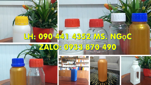 Bình nhựa 1 lít nắp vòi nhấn, chai nhựa 500ml đựng hóa chất nắp thoát khí, chai nhựa 250ml nắp vặn