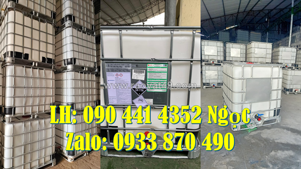 Bồn đựng hóa chất 1000 lít có khung thép, tank nhựa ibc 1000 lít vuông đựng chất phụ gia hóa học