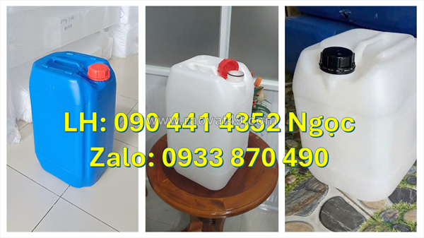 Can nhựa 10 lít màu trắng trong, thùng nhựa 20 lít đựng nguyên liệu, can 25 lít đựng thành phần xăng