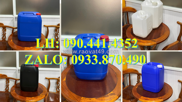Can nhựa 10 lít trắng, can 20 lít xanh đựng hóa chất, can nhựa 25 lít màu đỏ, can nhựa 30 lít dày