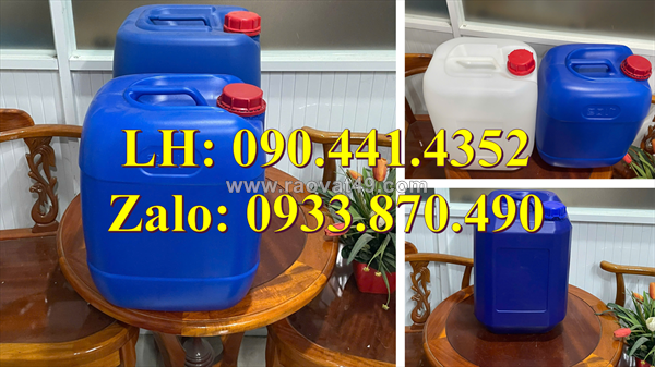 Can nhựa 25 lít đựng chất xúc tác, thùng nhựa 20 lít đựng chất phụ trợ, can nhựa 10 lít đựng bazơ