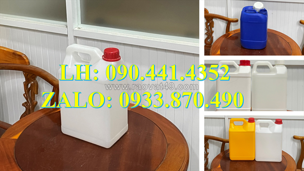 Can nhựa 500ml trắng, can nhựa 1 lít nắp nhấn, can nhựa 2 lít đựng hóa chất, can 5 lít màu vàng