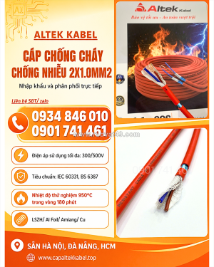 Cáp chống cháy chống nhiễu 2x1.0+e+gft altek kabel