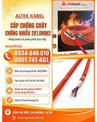 Cáp chống cháy chống nhiễu 2x1.0+e+gft altek kabel