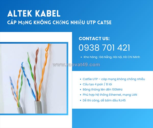 Cáp mạng utp cat5e – giải pháp kết nối mạng lan ổn định đà nẵng, huế, bình định
