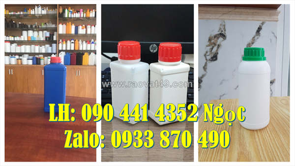 Chai nhựa 250ml đựng chất diệt chuột, chai nhựa 100ml xịt côn trùng, lọ nhựa 50ml đựng nước tẩy trang
