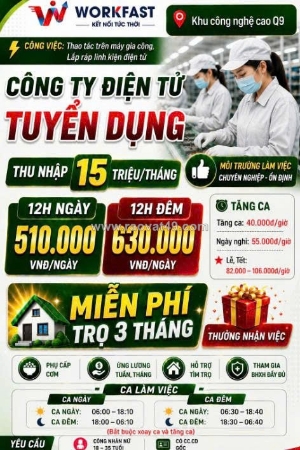 Công ty điện tử tuyển dụng công nhân sản xuất