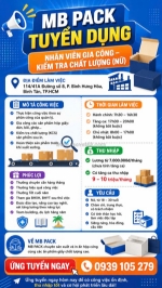 Công ty tnhh mb pack tuyển dụng nhân viên gia công – kiểm tra chất lượng (nữ)