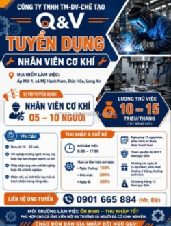 Công ty tnhh tm-dv-chế tạo q&v tuyển dụng nhân viên cơ khí