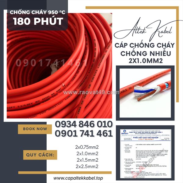 Dây tín hiệu chống cháy chống nhiễu 2x1.0 altek kabel sẵn đà nẵng, huế, bình định