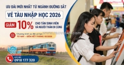Đưa con đi nhập học, gia đình được giảm 10% vé tàu