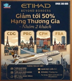 Etihad airways ưu đãi vé nhóm hạng thương gia