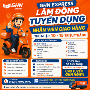 Ghn express lâm đồng tuyển nhân viên giao hàng