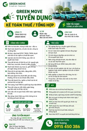 Green move tuyển dụng – kế toán thuế / tổng hợp