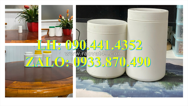 Hủ nhựa hdpe 1 ký, hủ nhựa 1.5 ký đựng bột giảm cân, hủ nhựa 2 ký quai đựng sơn nội thất