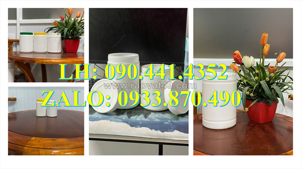 Hủ nhựa hdpe 1 ký, hủ nhựa 1.5 ký đựng bột giảm cân, hủ nhựa 2 ký quai đựng sơn nội thất