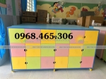 Kệ gỗ đựng cặp dép mầm non, tủ đựng cặp mầm non
