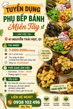 [ko cần kn, bao cơm] phụ bếp bánh quận 1