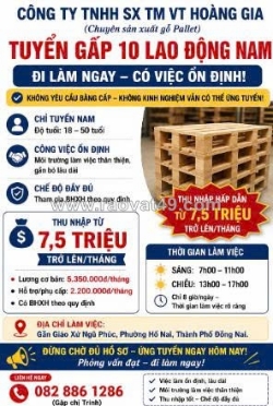 [ko cần kn] tuyển 10 nam lao động đồng nai