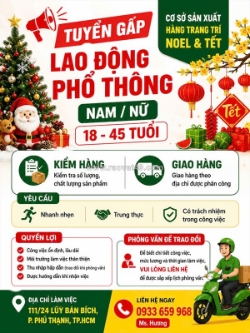 Lao động phổ thông tp.hcm [ko cần kn, làm ngay]