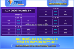 Lịch thi đấu lck 2026 rounds 3-4: gen.g đối mặt tuần thử thách!