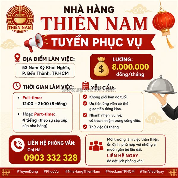 Nhà hàng thiên nam tuyển phục vụ