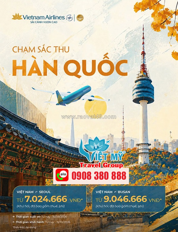 Săn vé vietnam airlines đi hàn quốc mùa thu từ 7 triệu đồng