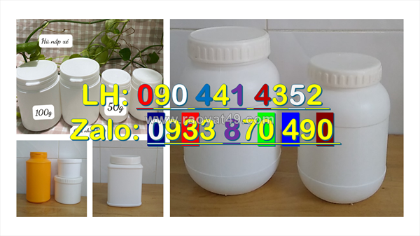 Sản xuất hủ nhựa 0.5 ký tròn, hủ nhựa 250g đựng hóa chất đậm đặc, hủ nhựa 100g đựng keo