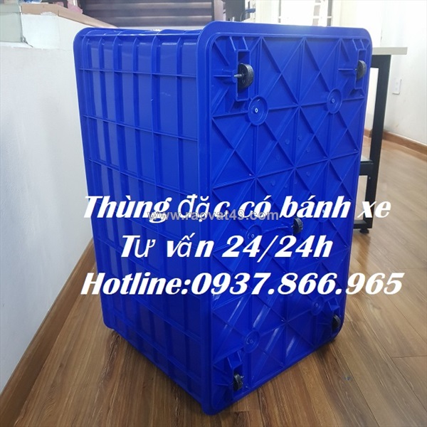 Thùng có 5 bánh xe, thùng nhựa nguyên sinh, thùng nhựa dùng trong nhà xưởng