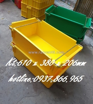 Thùng có quai sắt đựng đồ cơ khí, khay có quai xách, thùng nhựa có quai sắt