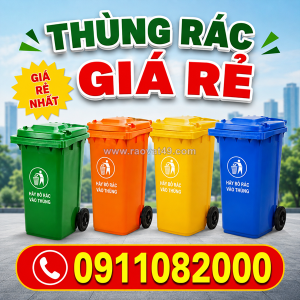 Thùng đựng rác bảo vệ môi trường, thùng rác 120l 240 giá rẻ- lh 0911082000