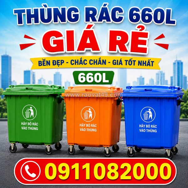 Thùng đựng rác bảo vệ môi trường, thùng rác 120l 240 giá rẻ- lh 0911082000