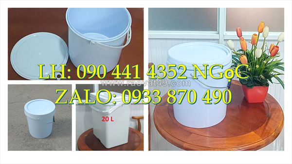 Thùng đựng sơn 6 lít, xô nhựa 12 lít đựng nhớt, vỏ thùng sơn nắp rót  lít, thùng sơn 20 lít tròn nắp garenti
