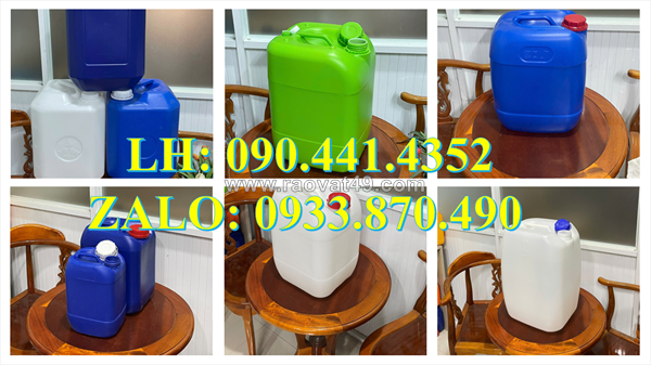 Thùng nhựa 22 lít đựng hóa chất sinh học, can nhựa 24 lít đựng kiềm, can nhựa vuông 30 lít trắng
