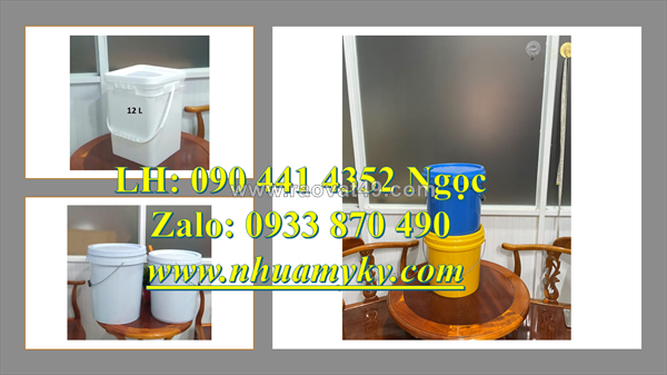 Thùng nhựa 22 lít đựng sơn gel, vỏ thùng đựng sơn 20 lít vuông, thùng sơn  lít nắp rót loại cao cấp