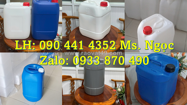 Thùng nhựa 25 lít vuông trắng, can nhựa 20 lít đựng vi sinh, can nhựa 10 lít đựng chất tẩy nồng độ cao