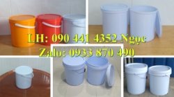 Thùng nhựa 5 lít đựng xi măng, thùng sơn 10 lít tròn màu xanh lá, dương, đỏ, cam, vàng….