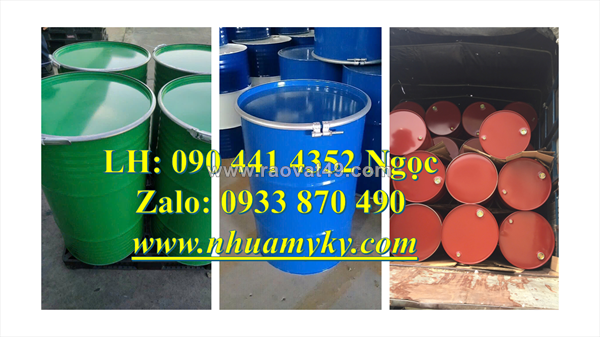 Thùng phuy sắt 220 lít đựng thuốc tẩy trắng, thùng phi sắt nắp hở đựng chất rắn, thùng phuy sắt 220 lít epoxy
