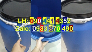 Thùng phuy sắt 220 lít nắp kín màu xanh dương, thùng phuy sắt đựng xăng dầu 220 lít giá tốt