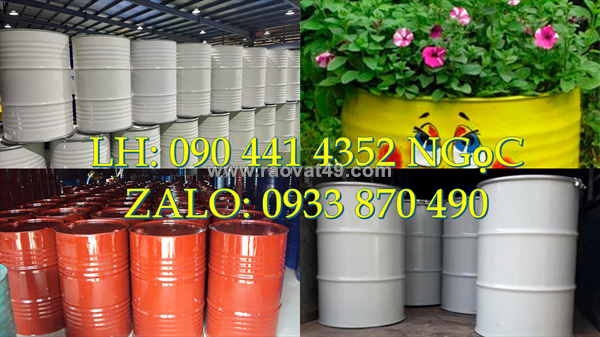 Thùng phuy sắt cũ 220 lít đựng hóa chất ngành cơ khí, thùng phuy sắt đựng dầu nhớt trong gara