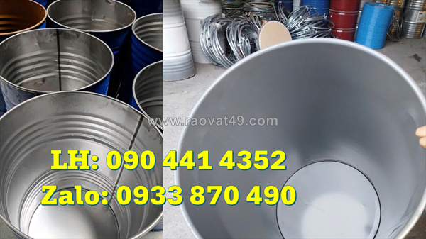 Thùng phuy sắt cũ đựng axit có tráng men, thùng phuy sắt 220 lít đựng hóa chất ngành gia dụng