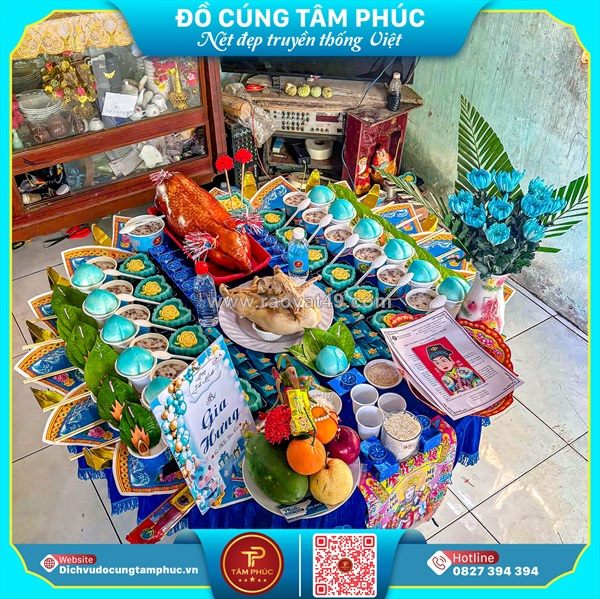 Tone xanh dương - mâm cúng đầy tháng đầy ý nghĩa