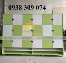 Tủ đựng cặp dép mầm non, tủ đựng balo sách trẻ em mầm non