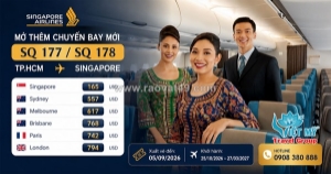 Từ singapore nối chuyến quốc tế, vé khứ hồi chỉ từ 165 usd