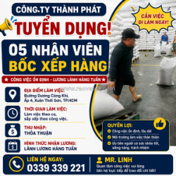 Tuyển 05 nhân viên bốc xếp hàng tp.hcm