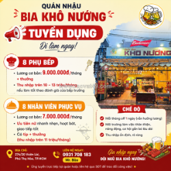 Tuyển 16 phụ bếp, phục vụ tân phú