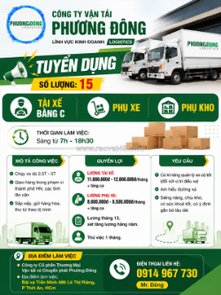 Tuyển dụng tài xế bằng c, phụ xe, phụ kho