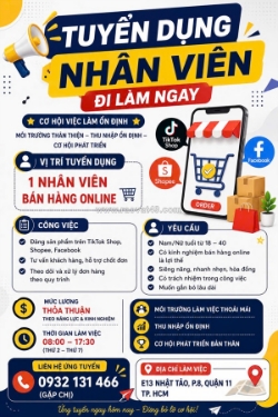 Tuyển nhân viên bán hàng online quận 11